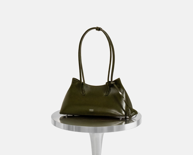 Olive Green Classic Shoulder handbag on a white background