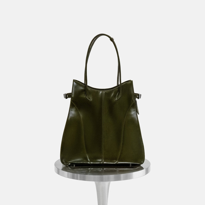 KIMIAS olive green carryall tote on a white background